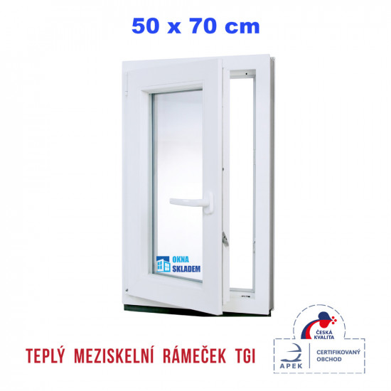 Jednokřídlé plastové okno | 50x70 cm