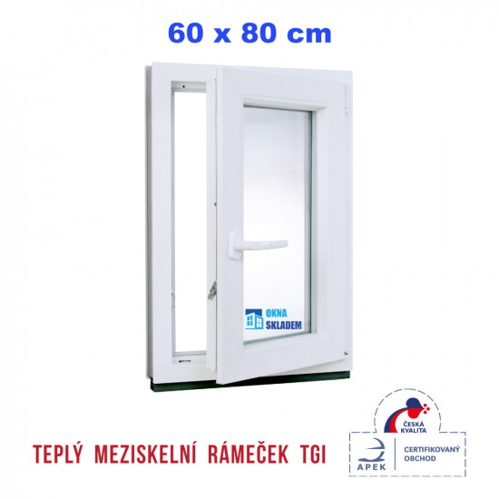 Jednokřídlé plastové okno | 60x80 cm