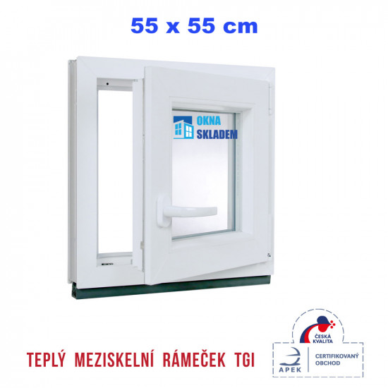 Jednokřídlé plastové okno | 55x55 cm