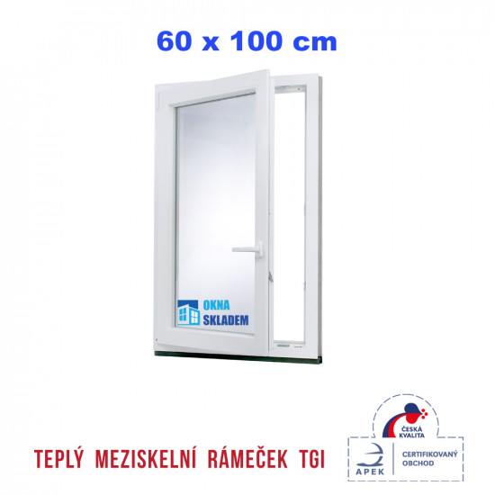 Jednokřídlé plastové okno | 60x100 cm