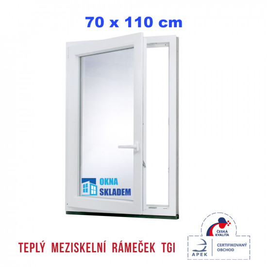Jednokřídlé plastové okno | 70x110 cm
