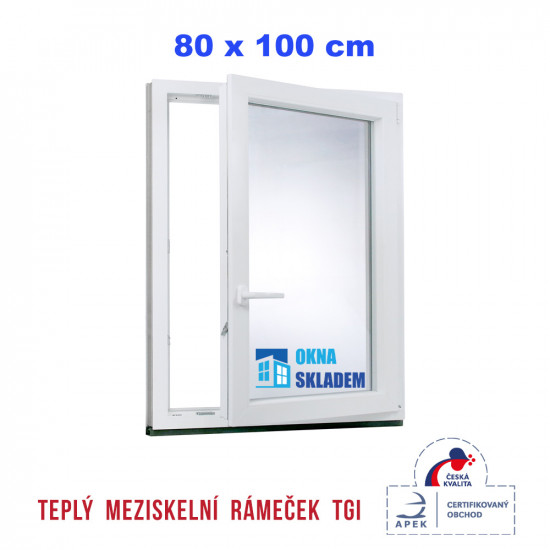 Jednokřídlé plastové okno | 80x100 cm