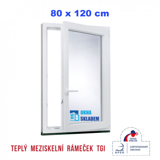 Jednokřídlé plastové okno | 80x120 cm