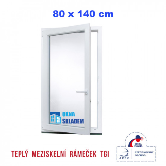 Jednokřídlé plastové okno | 80x140 cm