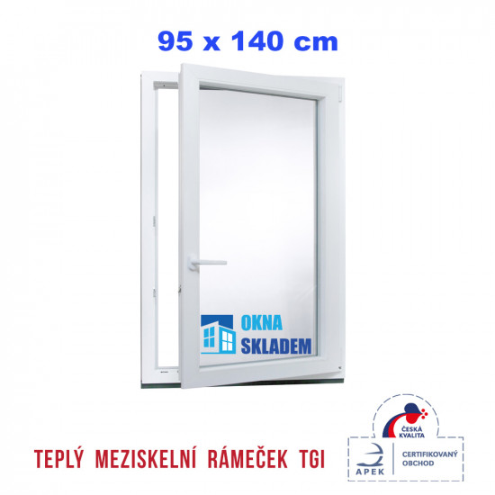 Jednokřídlé plastové okno | 95x140 cm